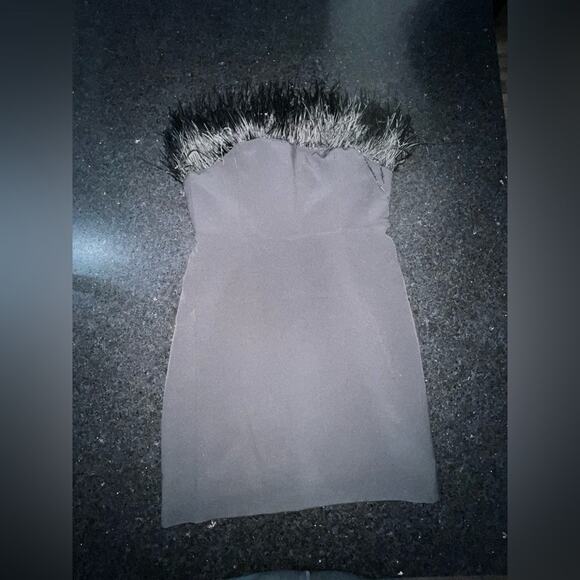 NWT SAM EDELMAN Feather Trim Strapless Minidress Sz 6 - Picture 5 of 7